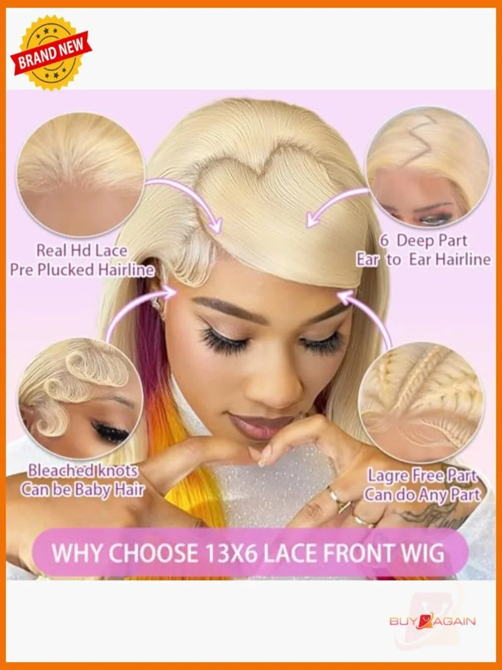 13x6 HD Lace Front Wig Human Hair Body Wave 200% Density Pre Plucked